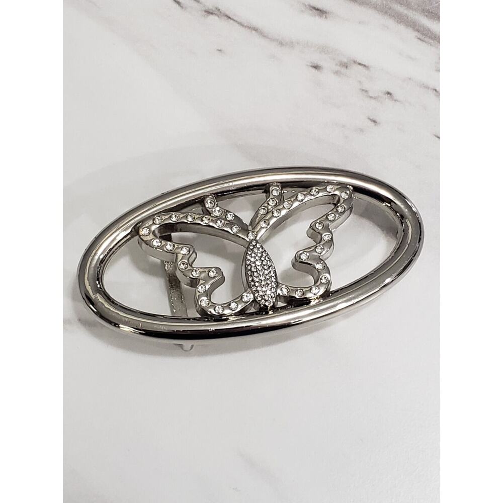 Vintage 90s Oval Butterfly y2k rhinestone belt buckle glam bratz gypsy